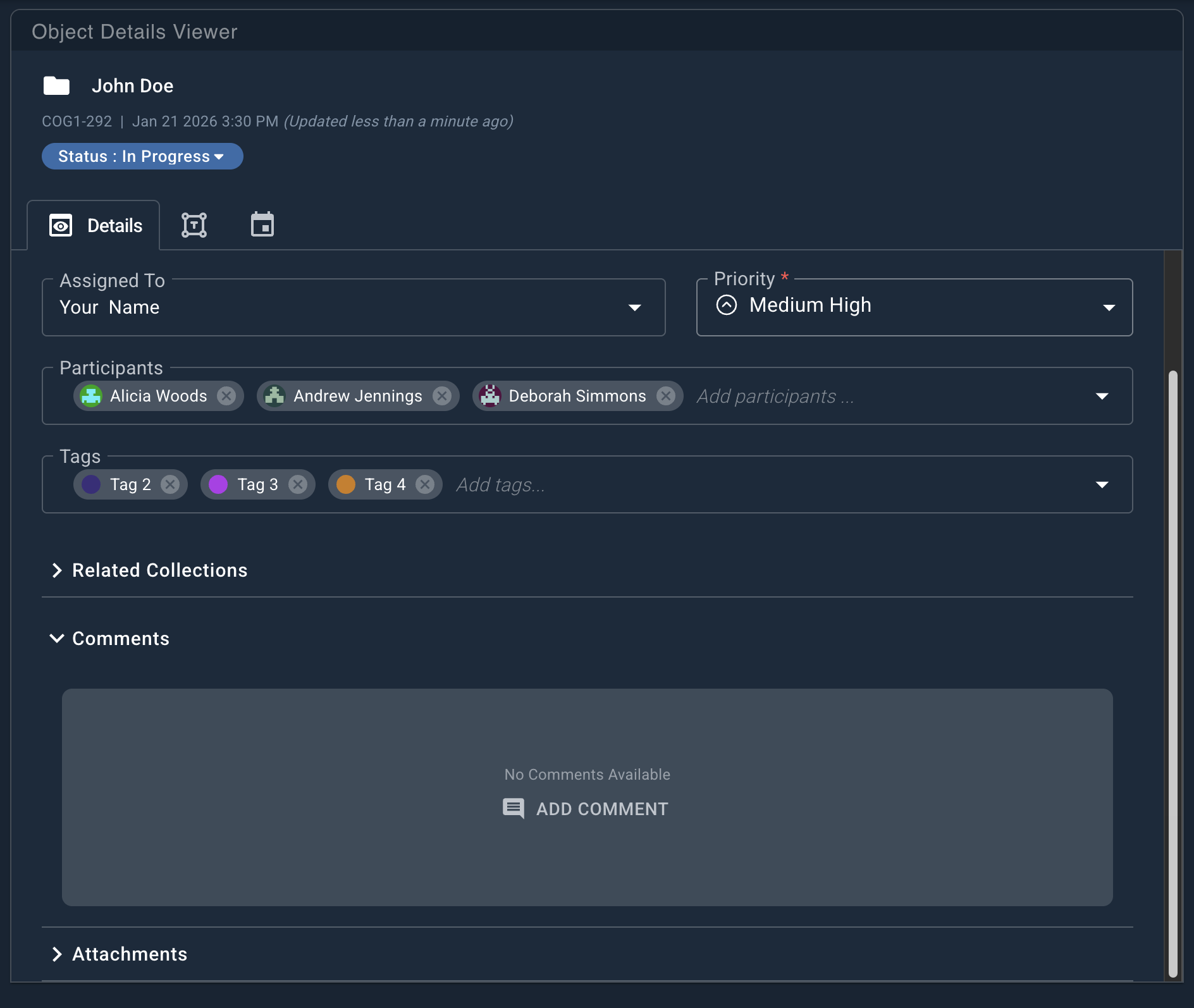 Collection detail tab