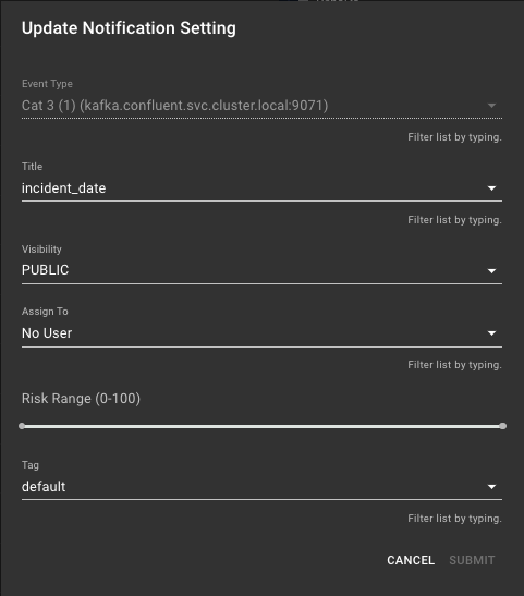 Grayed out fields in the Update Notification Setting Screen indicate fields users cannot alter. Grayed out fields in the Update Notification Setting screen indicate fields users cannot alter.